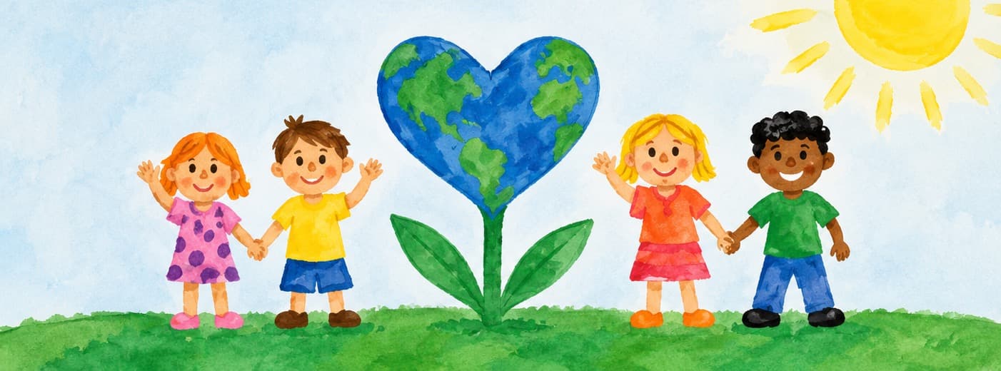 Heart-shaped earth artwork at Junior Achievers Academy